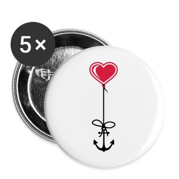 ancre coeur marin capitaine bateau de bateau bateau moi - Lot de 5 grands badges (56 mm) - blanc - Devant