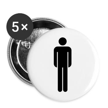 pictogram mann figur maennlich stehend neutral zei - Buttons groß 56 mm (5er Pack) - Weiß - Vorne