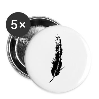 KEIKO plume V Feather Freedom BW noir et blanc - Lot de 5 grands badges (56 mm) - blanc - Devant