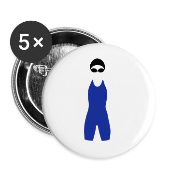 Schwimmerin Silhouette - Buttons groß 56 mm (5er Pack) - Weiß - Vorne