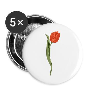 Illustration de tulipe rouge vif - Lot de 5 grands badges (56 mm) - blanc - Devant