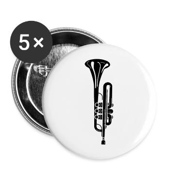 Trompete Musik Music - Buttons groß 56 mm (5er Pack) - Weiß - Vorne