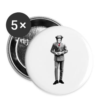 Geschäftsmann Affe in Anzug Streetart Stil - Buttons groß 56 mm (5er Pack) - Weiß - Vorne