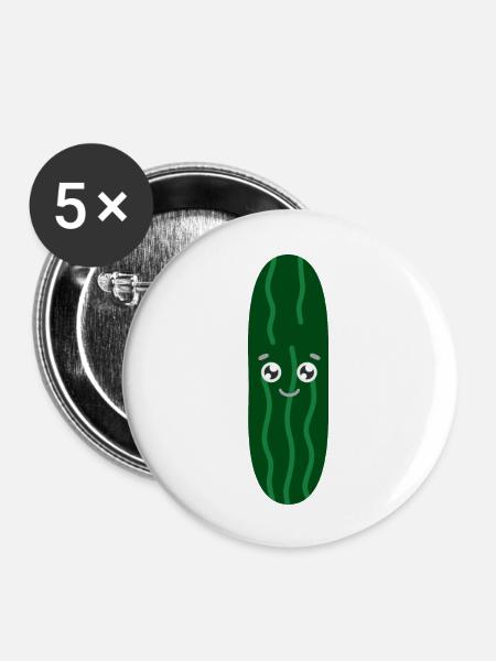 Gurke - Buttons groß 56 mm (5er Pack) - Weiß