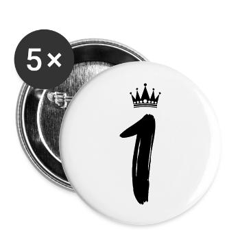 1 Krone - Buttons groß 56 mm (5er Pack) - Weiß - Vorne