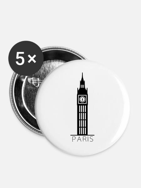 Paris - Buttons groß 56 mm (5er Pack) - Weiß
