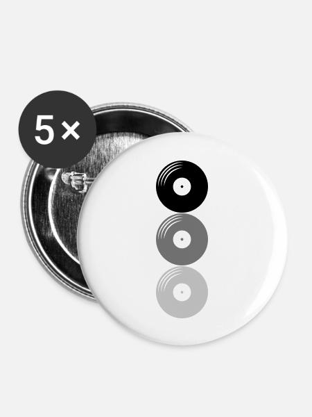 Platten 3 Vinyl - Buttons groß 56 mm (5er Pack) - Weiß