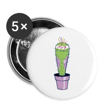 Punk rock kawaii cactus. - Lot de 5 grands badges (56 mm) - blanc - Devant