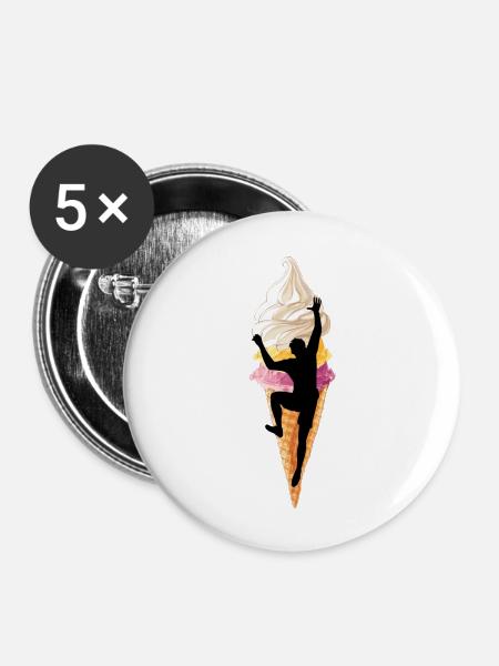 eisklettern eispickel klettern am eis - Buttons groß 56 mm (5er Pack) - Weiß