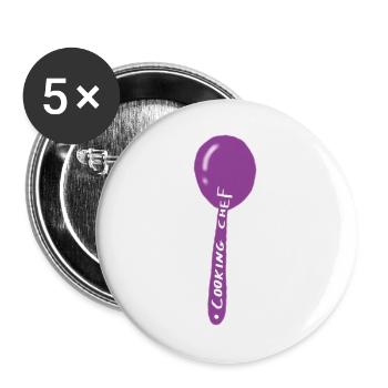 Lila Kochbuch-Schillernder Ballon - Buttons groß 56 mm (5er Pack) - Weiß - Vorne