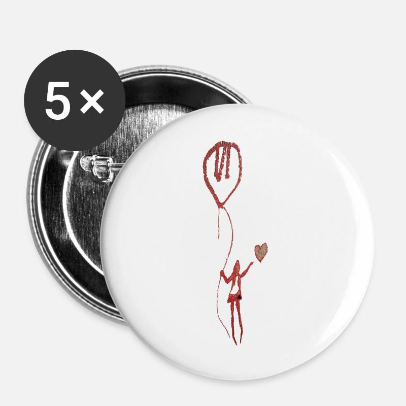 A girl with heart and balloon - Buttons large 2.2''/56 mm (5-pack) - white
