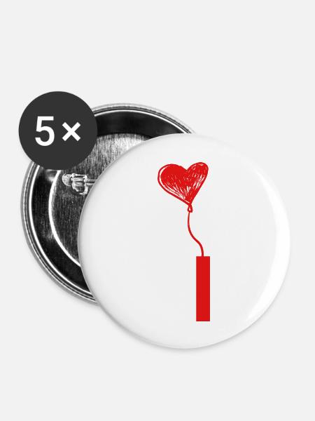 Brief an das Herz - Buttons groß 56 mm (5er Pack) - Weiß