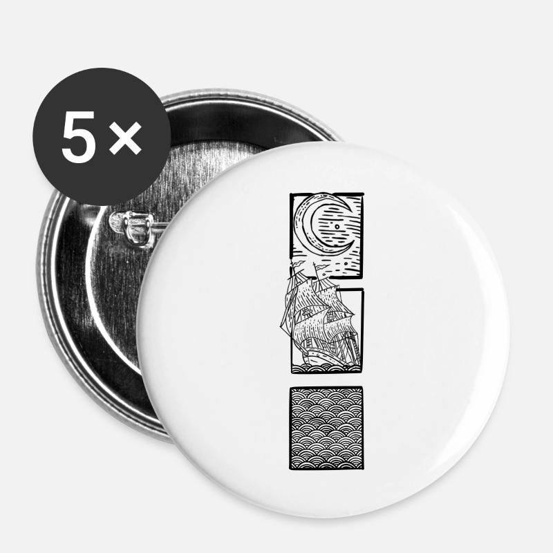Moon Ship - Buttons large 2.2''/56 mm (5-pack) - white