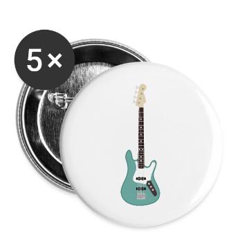 Guitare basse Seafoam Green - Lot de 5 grands badges (56 mm) - blanc - Devant