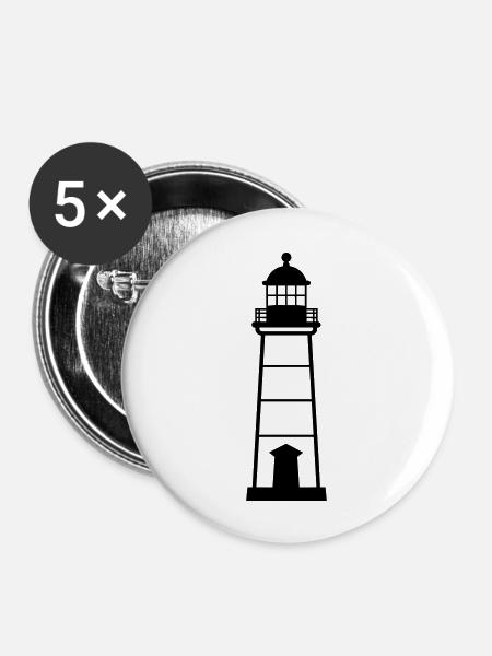 Leuchtturm - Buttons groß 56 mm (5er Pack) - Weiß