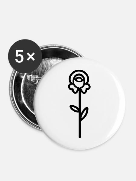 Rosa Blume - Buttons groß 56 mm (5er Pack) - Weiß