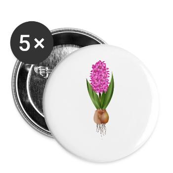 Jacinthe rouge – fleurs fortes avec bulbe - Lot de 5 grands badges (56 mm) - blanc - Devant