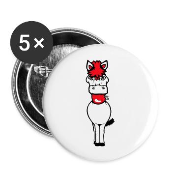 Cheval Manger Pomme Manger Faim Fruit Délicieux En Bonne Santé - Lot de 5 grands badges (56 mm) - blanc - Devant