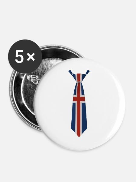 Union Jack Krawatten-Design - Buttons groß 56 mm (5er Pack) - Weiß