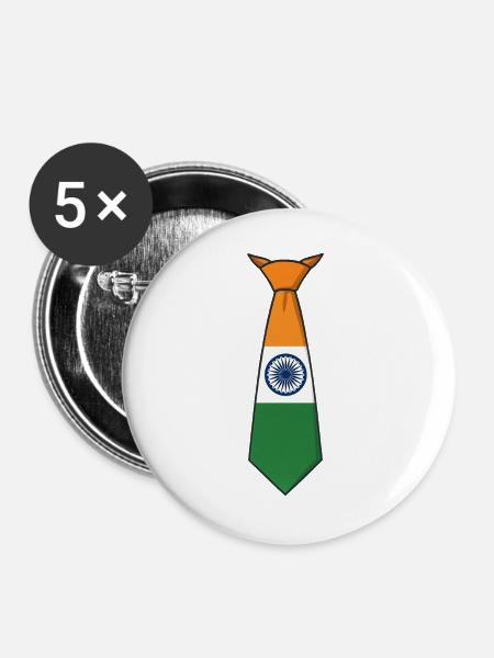 India Tie – Flaggendesign - Buttons groß 56 mm (5er Pack) - Weiß