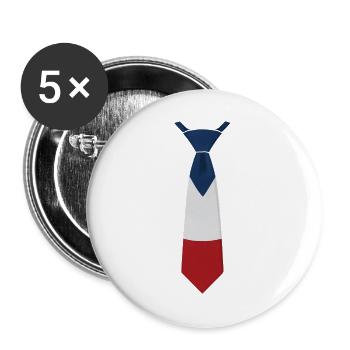 France Tie – Flag Design - Buttons large 2.2''/56 mm (5-pack) - white - Front