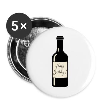 Happy Birthday Wine - Buttons large 2.2''/56 mm (5-pack) - white - Front