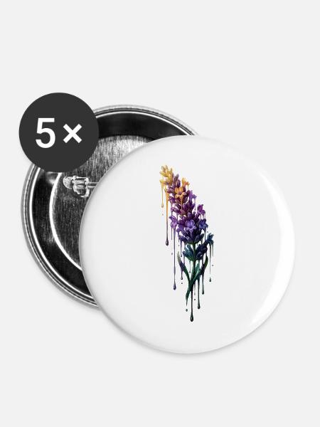 Lavendel mit tropfender Farbe - Buttons groß 56 mm (5er Pack) - Weiß