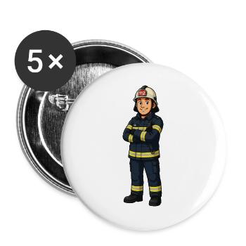 Look héros de dessin animé des pompiers - Lot de 5 grands badges (56 mm) - blanc - Devant