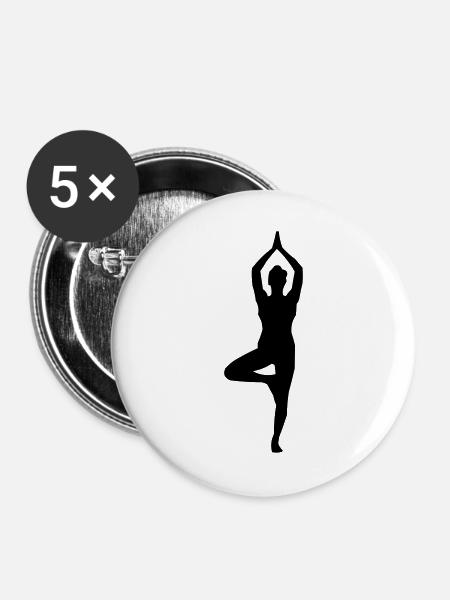 Yoga Silhouette - Buttons groß 56 mm (5er Pack) - Weiß