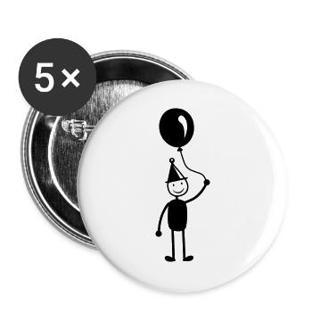 Ballon d’anniversaire - Lot de 5 grands badges (56 mm) - blanc - Devant