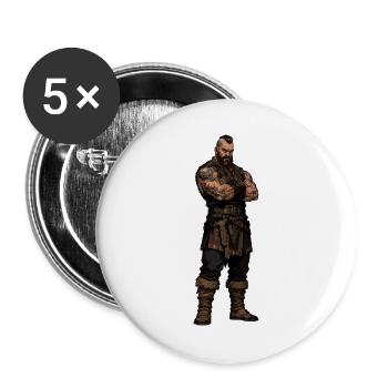 Barbarian warrior in leather - Buttons large 2.2''/56 mm (5-pack) - white - Front