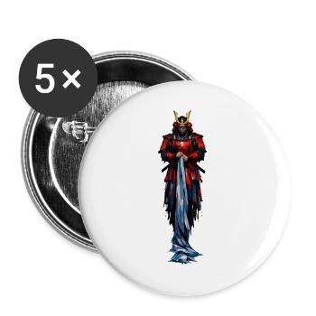 Manteau de Samouraï Guerrier Rouge - Lot de 5 grands badges (56 mm) - blanc - Devant