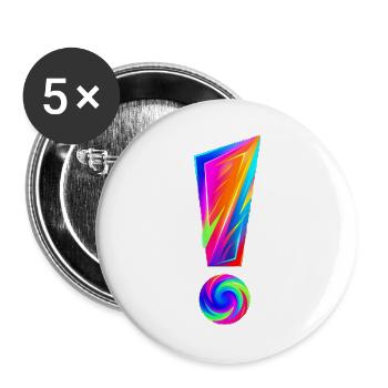 Point d’exclamation coloré - Lot de 5 grands badges (56 mm) - blanc - Devant