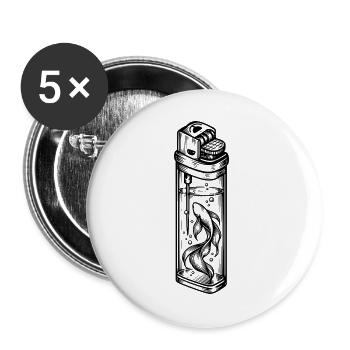 Betta-Fisch im Feuerzeug – Surrealistisches Aquarium - Buttons groß 56 mm (5er Pack) - Weiß - Vorne