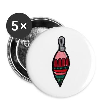 Gestreifter Tropfenornament - Buttons groß 56 mm (5er Pack) - Weiß - Vorne
