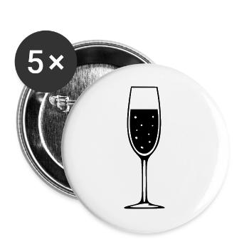 Sekt Sektglas Geschenk Geburtstag Jubiläum  - Buttons groß 56 mm (5er Pack) - Weiß - Vorne