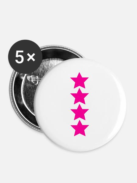 4sterne - Buttons groß 56 mm (5er Pack) - Weiß