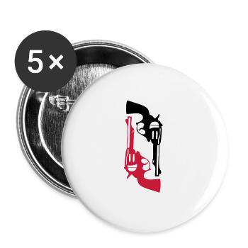 Pistole Pistole Revolver Waffe Fire1 - Buttons groß 56 mm (5er Pack) - Weiß - Vorne