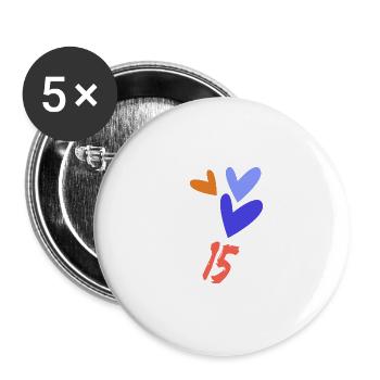 15. 15 YEARS. 15th ANNIVERSARY. BIRTHDAY 15 YEARS. - Buttons large 2.2''/56 mm (5-pack) - white - Front