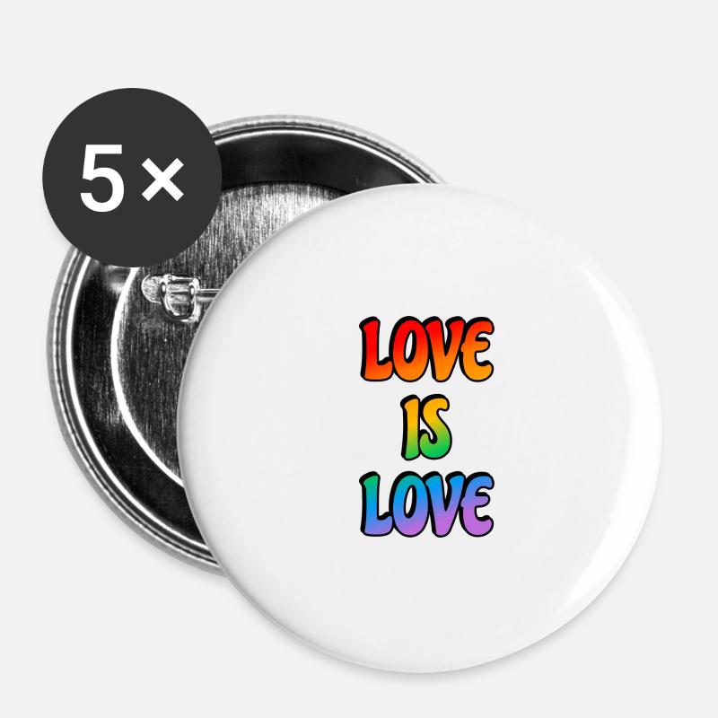 Rainbow Love is Love - Buttons large 2.2''/56 mm (5-pack) - white