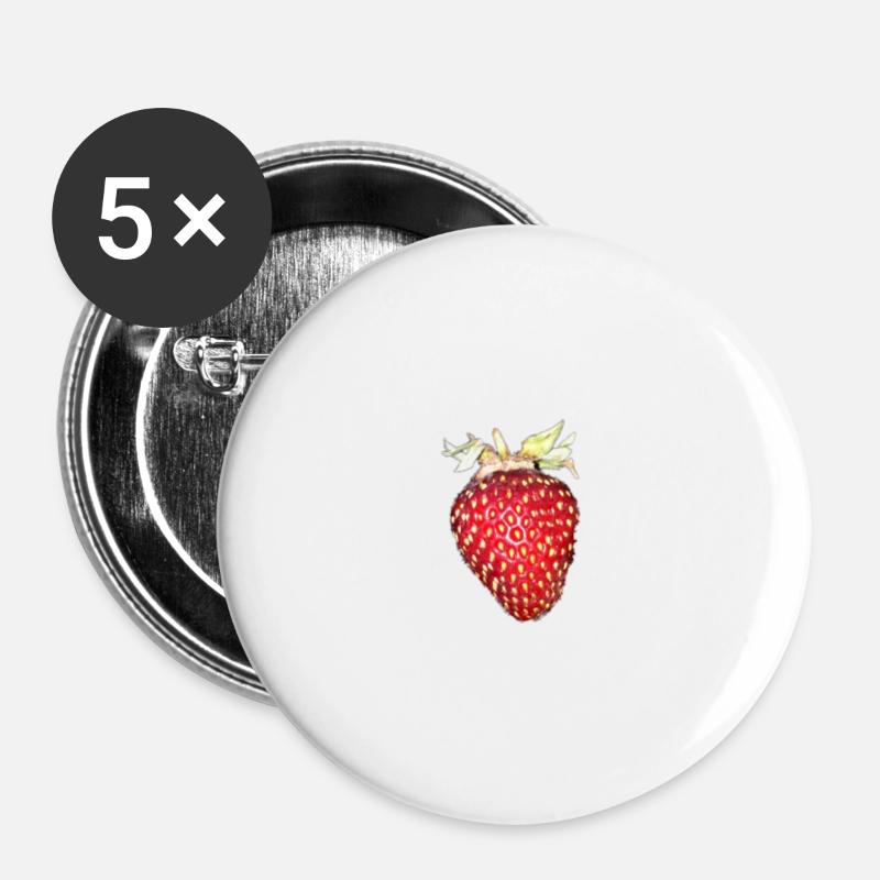 strawberry - Buttons large 2.2''/56 mm (5-pack) - white