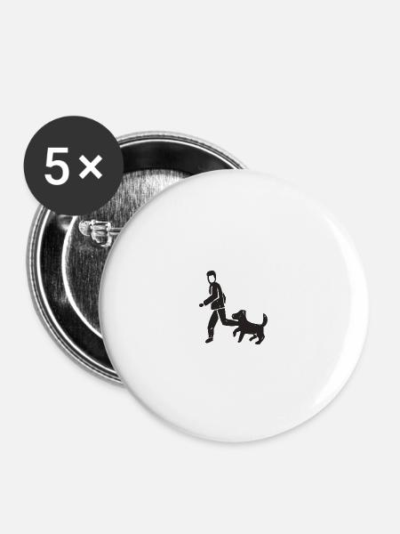 Hund - Buttons groß 56 mm (5er Pack) - Weiß