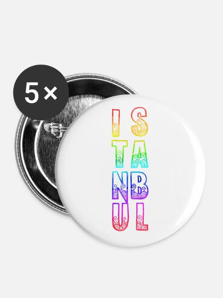 istanbul rs regenbogen - Buttons groß 56 mm (5er Pack) - Weiß