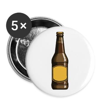 Bouteille de bière Symbole de consommation de bière - Lot de 5 grands badges (56 mm) - blanc - Devant