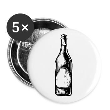 Beer Bottle Beer Drinking Symbol - Buttons large 2.2''/56 mm (5-pack) - white - Front