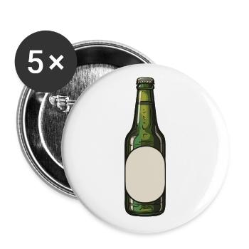 Bouteille de bière Symbole de consommation de bière - Lot de 5 grands badges (56 mm) - blanc - Devant