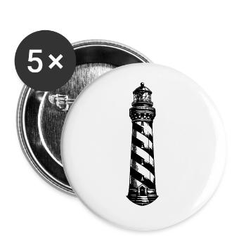 Schräg gestreifter Küsten Leuchtturm - Buttons groß 56 mm (5er Pack) - Weiß - Vorne