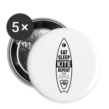 eat sleep kite repeat - Buttons groß 56 mm (5er Pack) - Weiß - Vorne