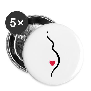 babybauch - Lot de 5 grands badges (56 mm) - blanc - Devant