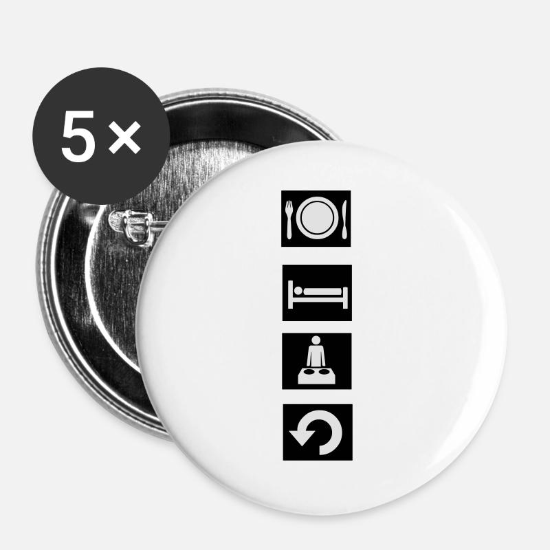 Eat, sleep, rave, repeat. - Buttons large 2.2''/56 mm (5-pack) - white